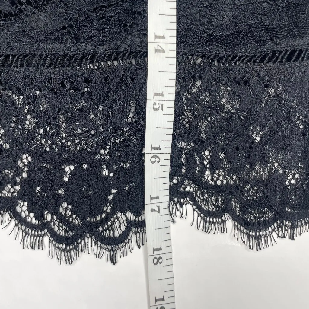 Women's Black Lace Sheer Crop Top with Zip up Back Sexy Flirty Medium - Image 8