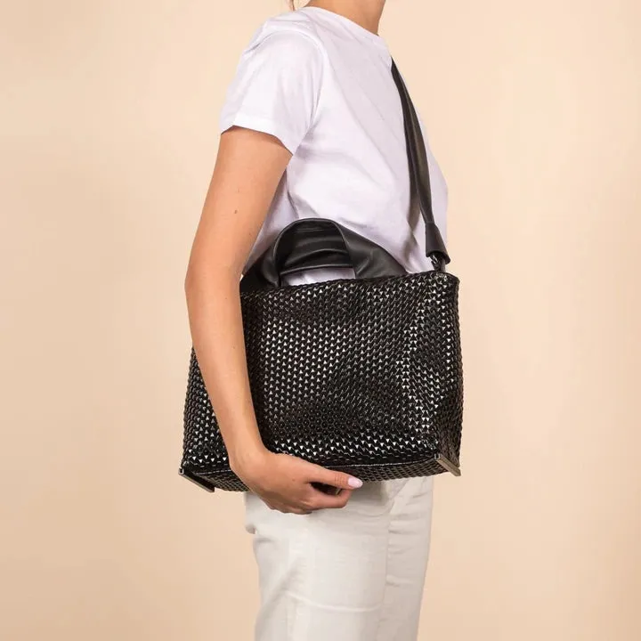 Daniella Lehavi Alexa Medium Satchel 3D Leather Black Crossbody Tote Bag Purse - Image 2