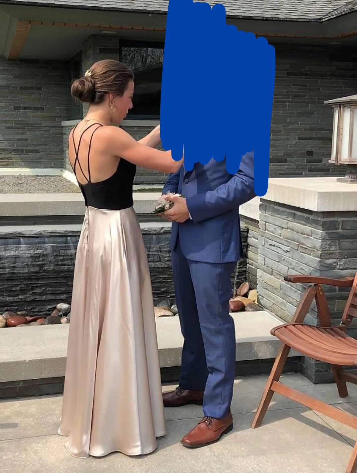 Black And Champagne Formal Dress Tan - Image 2