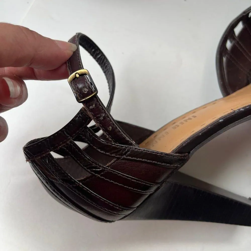 GIANNI BINI Jasmine Peep Toe Platform Heels Womens Shoes Size 9.5M Brown Strap - Image 13