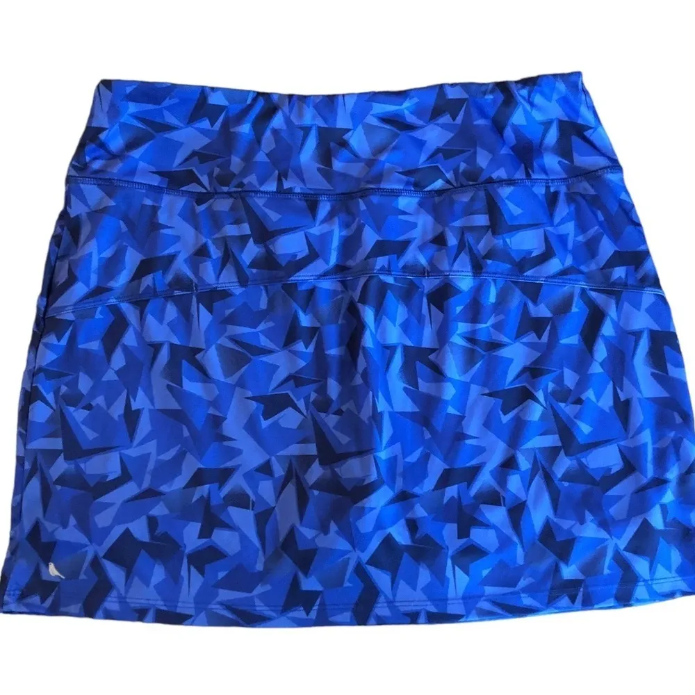 Blue Printed Golf Skort Sz. L Inner Pocket Country Club Golf Course - Image 3