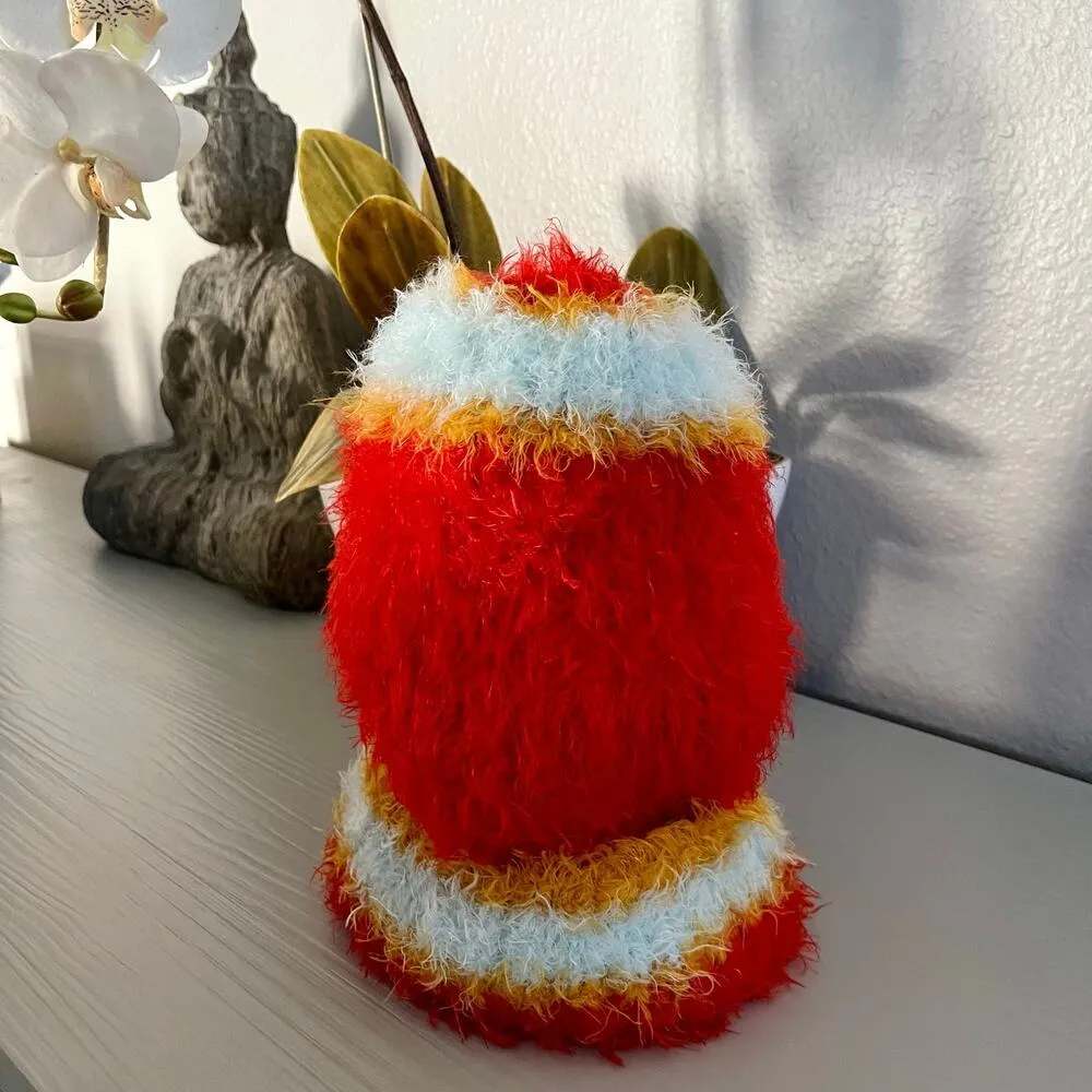 Free People hat beanie knit hat striped fuzzy textured Fall winter - Image 3