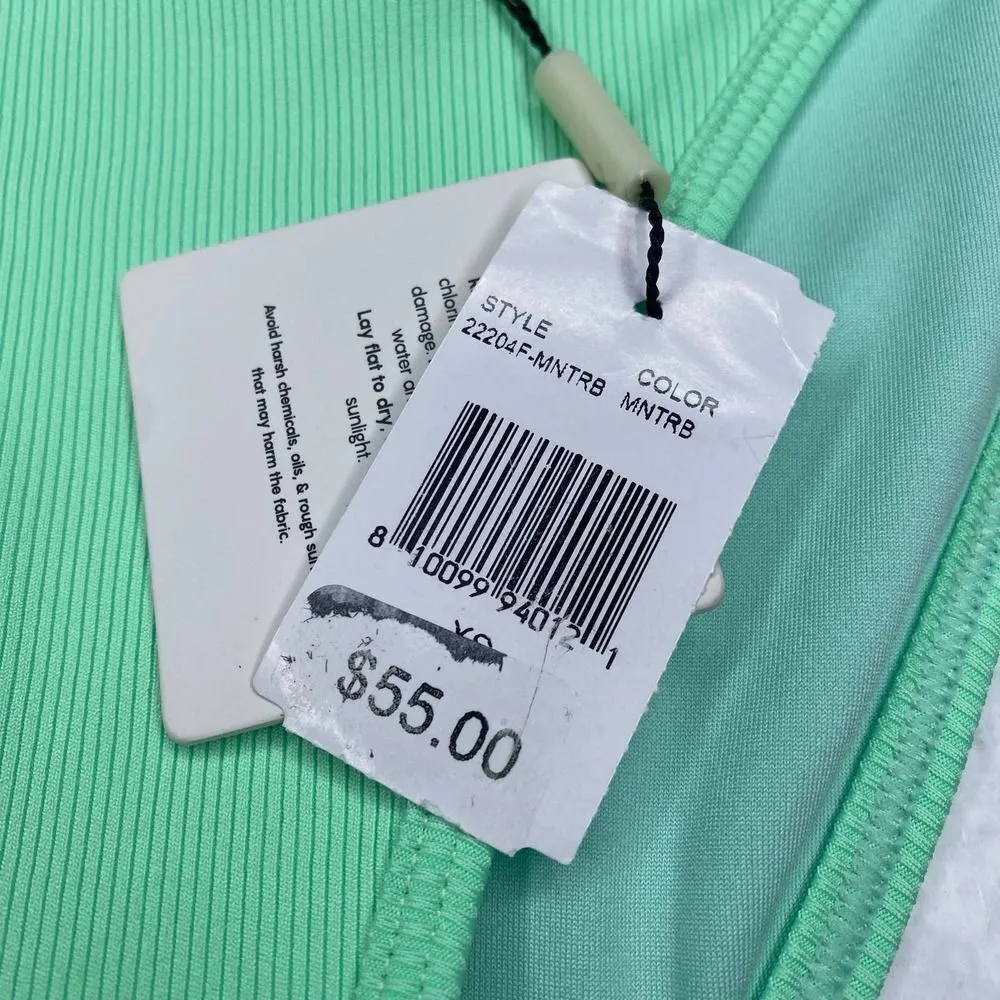 Peixoto Tinga Triangle Cheeky Bikini Bottom Thin Side Straps Mint Rib XS - Image 5