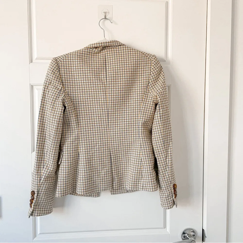 Veronica Beard Tan Blue Plaid Dickey Blazer - Image 8