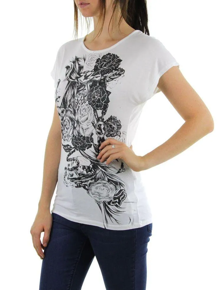 Fox Racing braided back tee shirt top blouse floral - Image 4