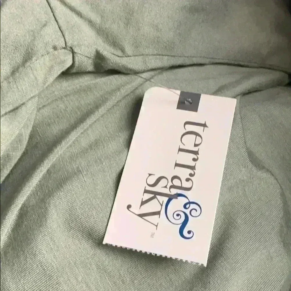 Terra & Sky Green Long‎ Sleeve Open Wrap Top 4X - Image 12