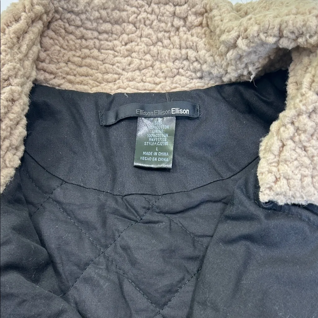 Ellison  women’s Black Jacket with Tan Sherpa Collar - Image 6