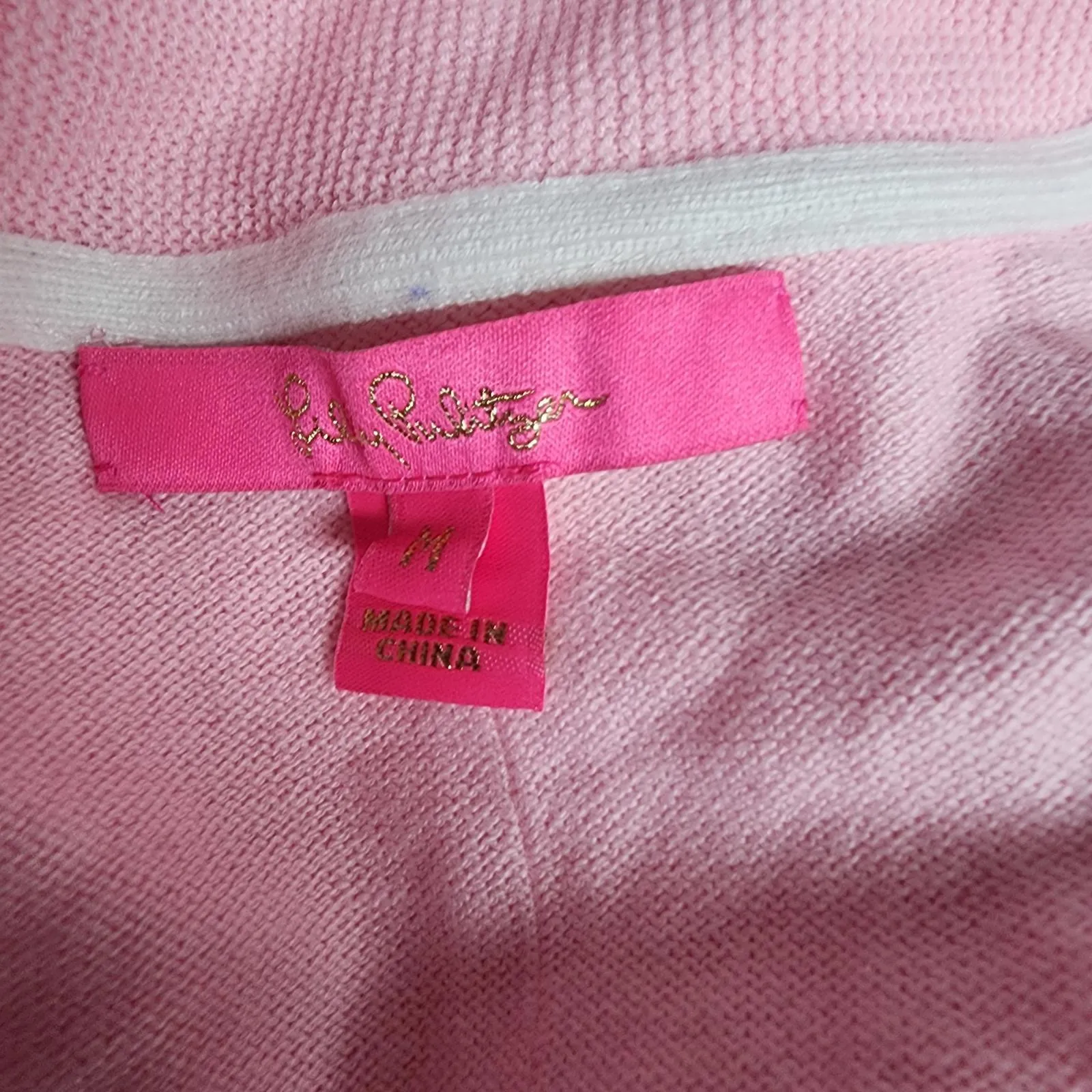 Lilly Pulitzer Pink Open Front Cardigan Sweater (M) - Image 6