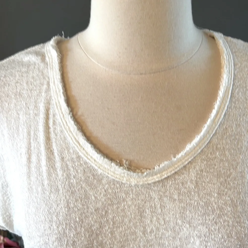 White Top Short Sleeve B Original Raw Hem Solid Oversized XS Womens - Image 7