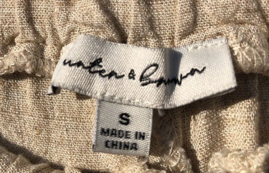 NEW HUNTER & BROWN Linen Blend High Rise Wide Leg Pants S Tan - Image 7