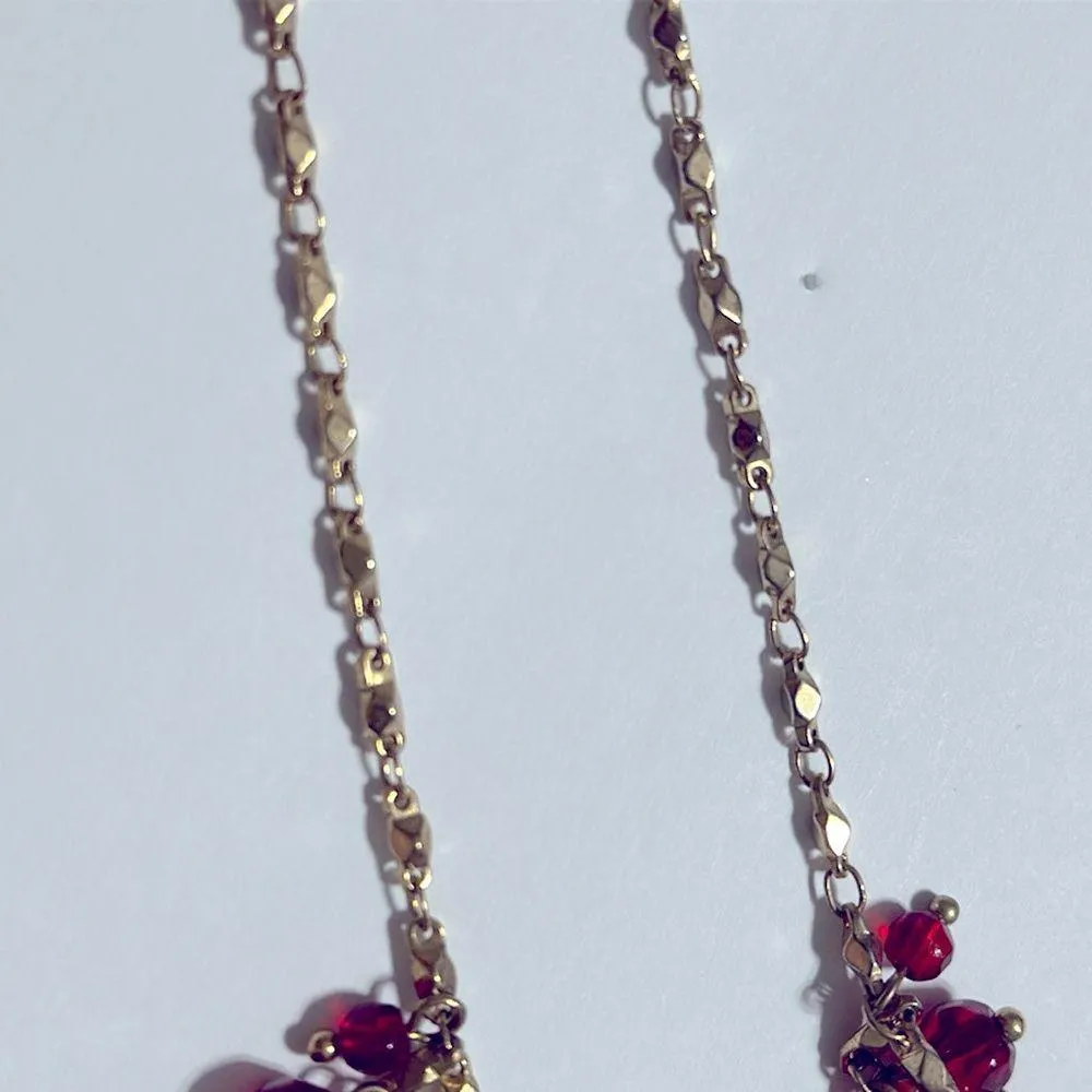 Lia Sophia gold filled red beads bib statement necklace - Image 4