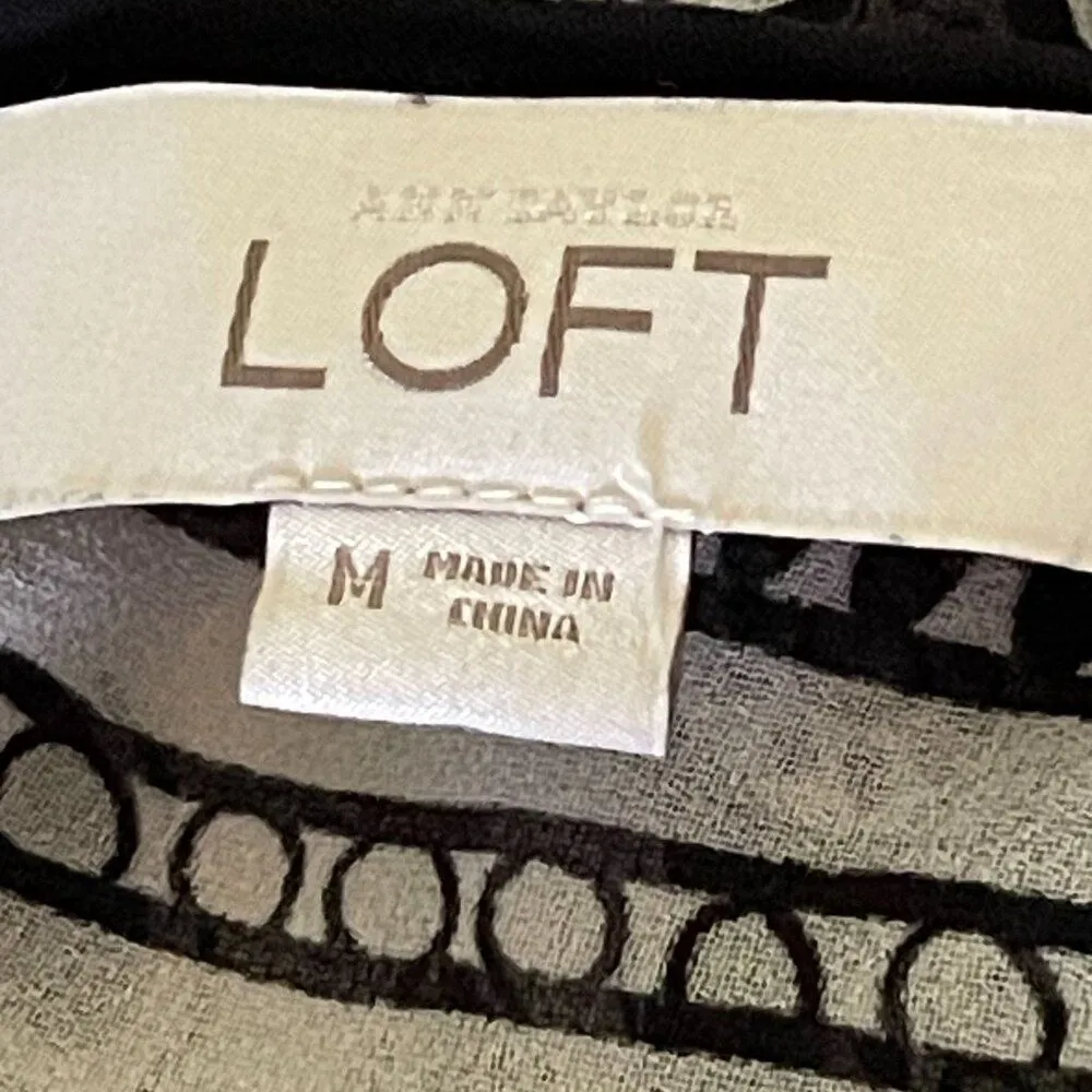 Ann Taylor Loft Floral Sheer Blouse Womens M‎ Black Long Sleeve Boho Festivalk - Image 4