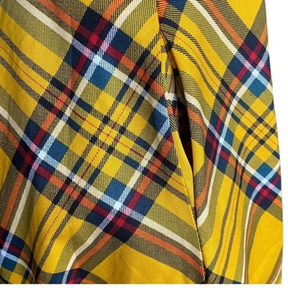 Hanpceirs Cap Sleeve 1950s Retro Vintage Style swing Gold Plaid Dress size XS - Image 9