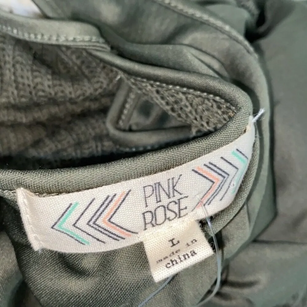 Pink Rose elegant moss green slip on dress size large new with tags - Image 3