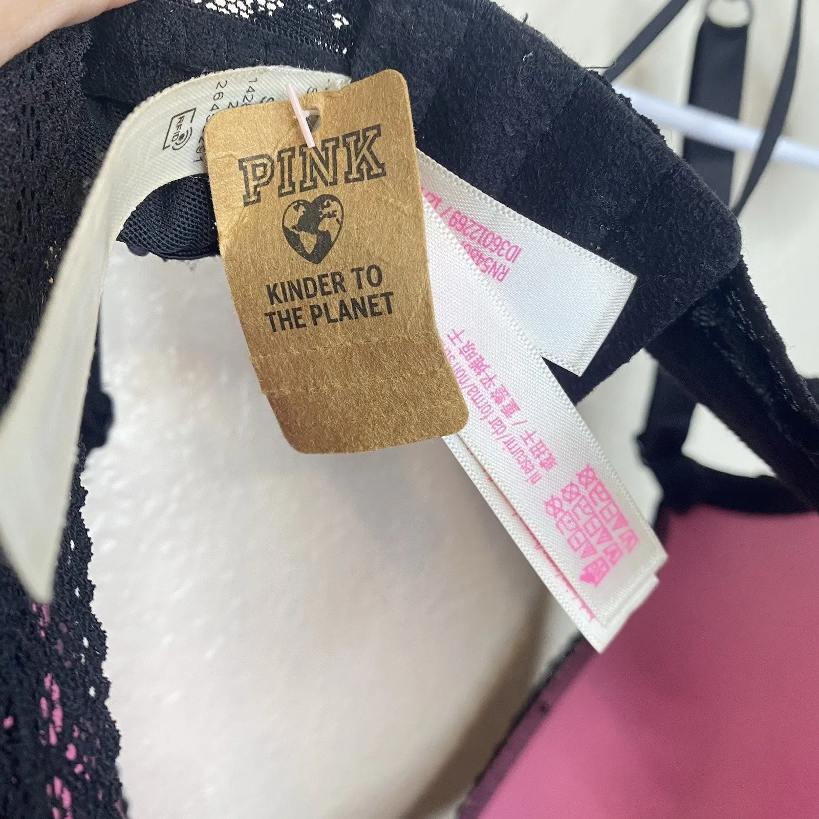 Victorias Secret PINK Lace Push Up Bra Bralette Black Size S - DD NWT - Image 3