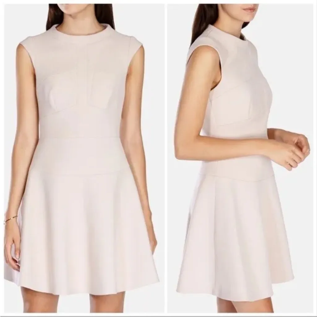 NWT *KAREN MILLEN* SEAMED PINK FIT AND FLARE ALINE DRESS SZ US 8 UK 12 - $250! - Image 2