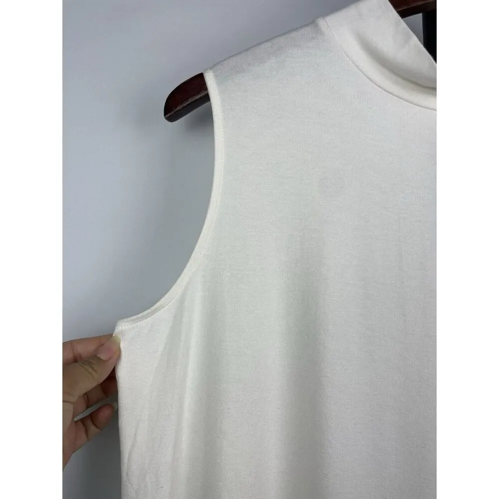 Chico’s White Sleeveless Mockneck Keyhole Back Neckline Blouse‎ Top Size L/12 - Image 2