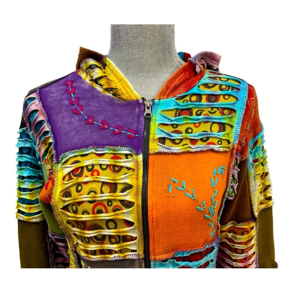 Shop Therapy Hoodie Sweatshirt Jacket Womens M/ L
Boho Full Zip Patchwork Blue Size M - Image 6