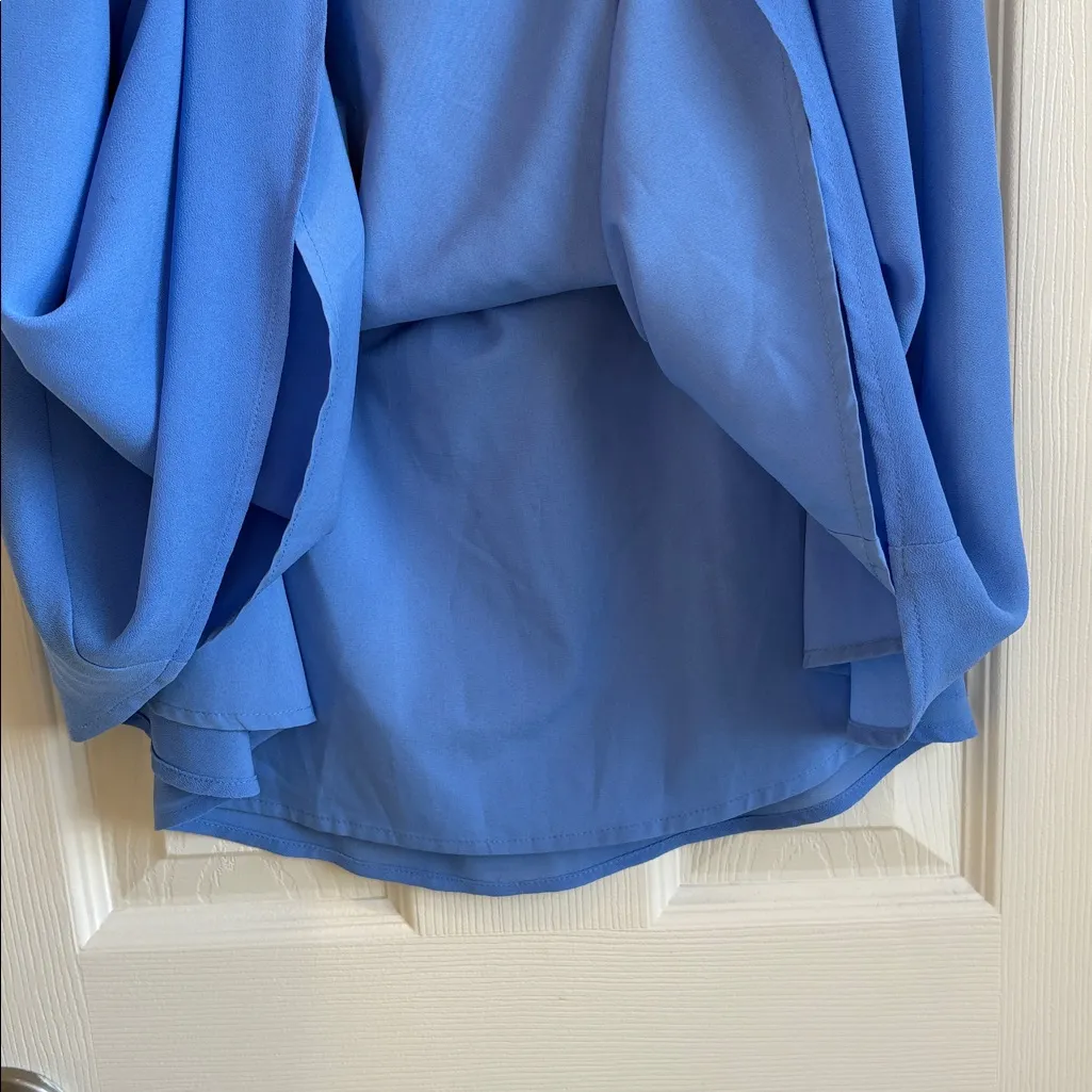 Naked Zebra | Blue Mini-Dress Elastic Neck/Sleeves Fully Lined Skirt Size Large - Image 6