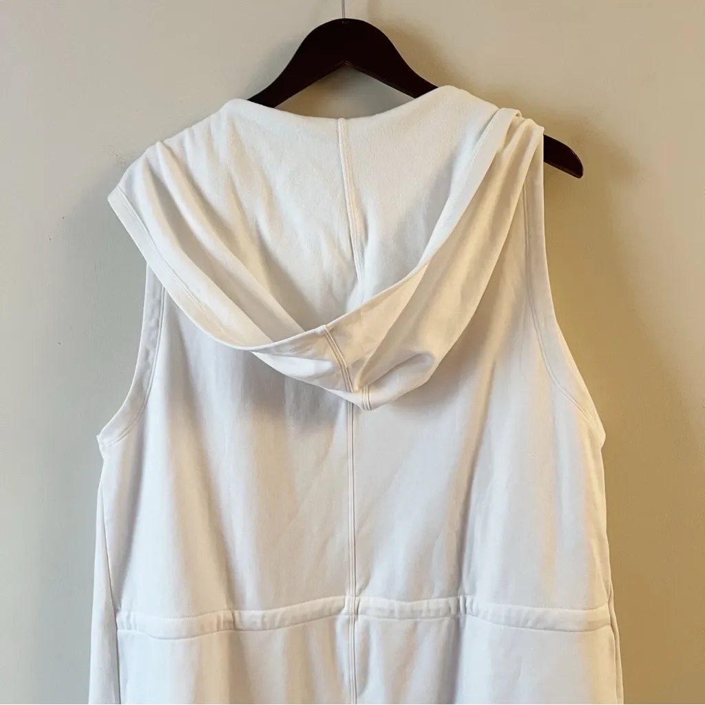 Fabletics White Hooded Vest Open Front Cardigan Drawstring Back Size XL - Image 10