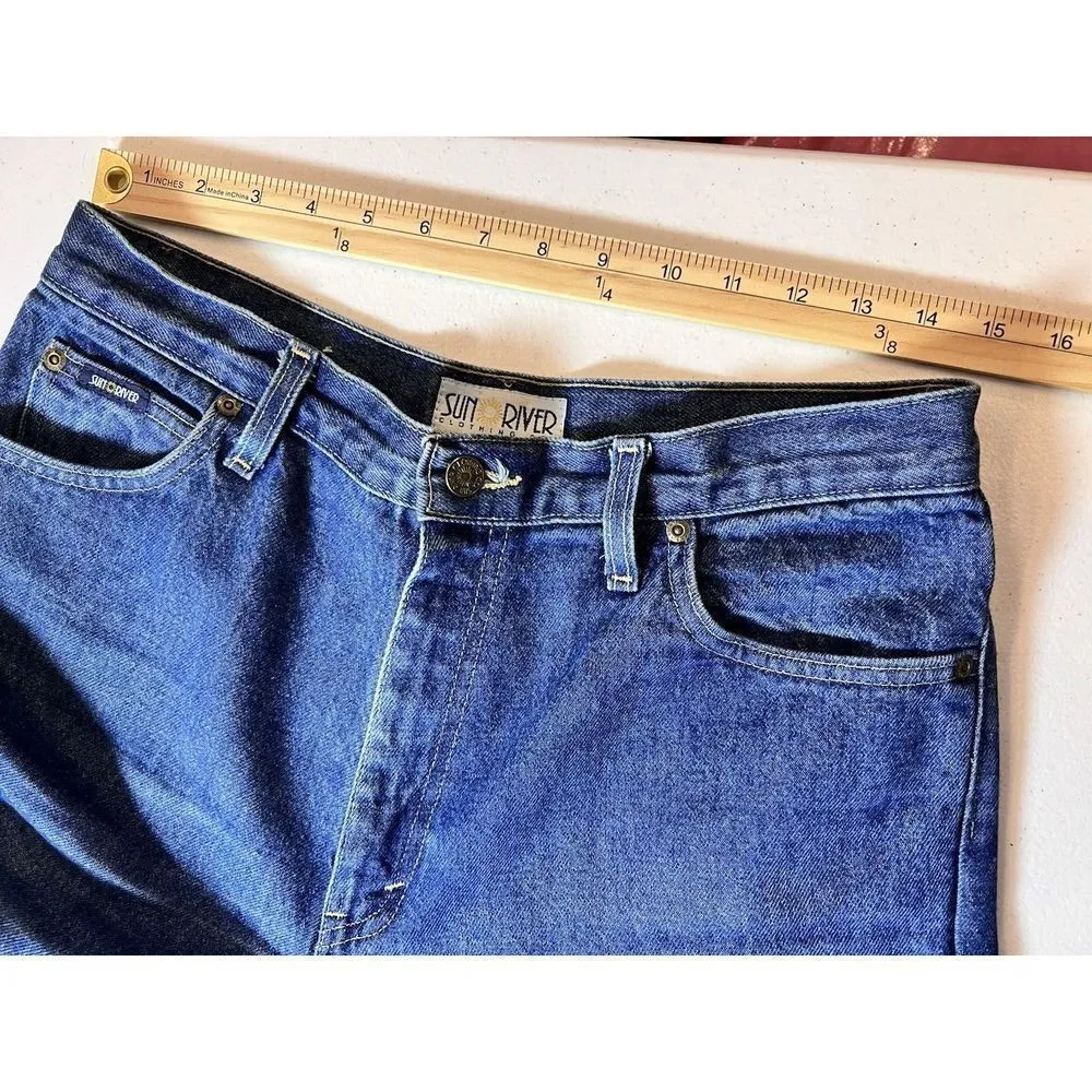 Vintage Sun River Mom Jeans‎ Womens 12 Regular Faded Dark Stone Y2K Made USA Blue - Image 6