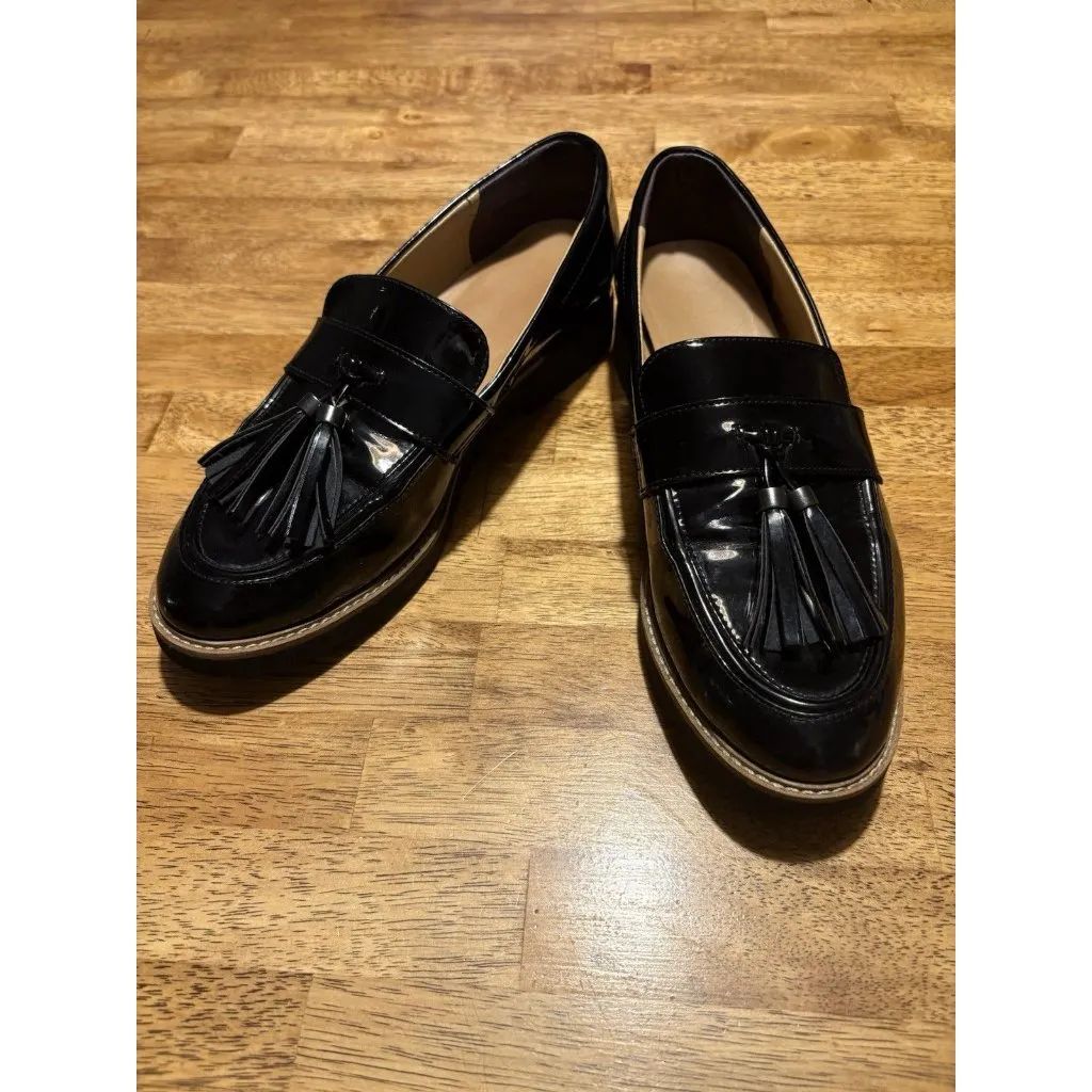 Franco Sarto Carolynn Tassel Loafers Black Patent Leather Quiet Luxury 8W - Image 2