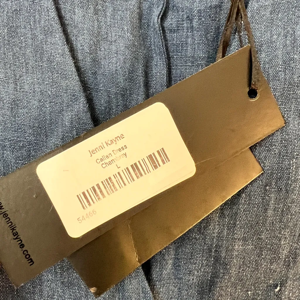 Jenni Kayne Blue Callan Chambray Midi Dress Large Sleeveless 100% Linen NWT - Image 7