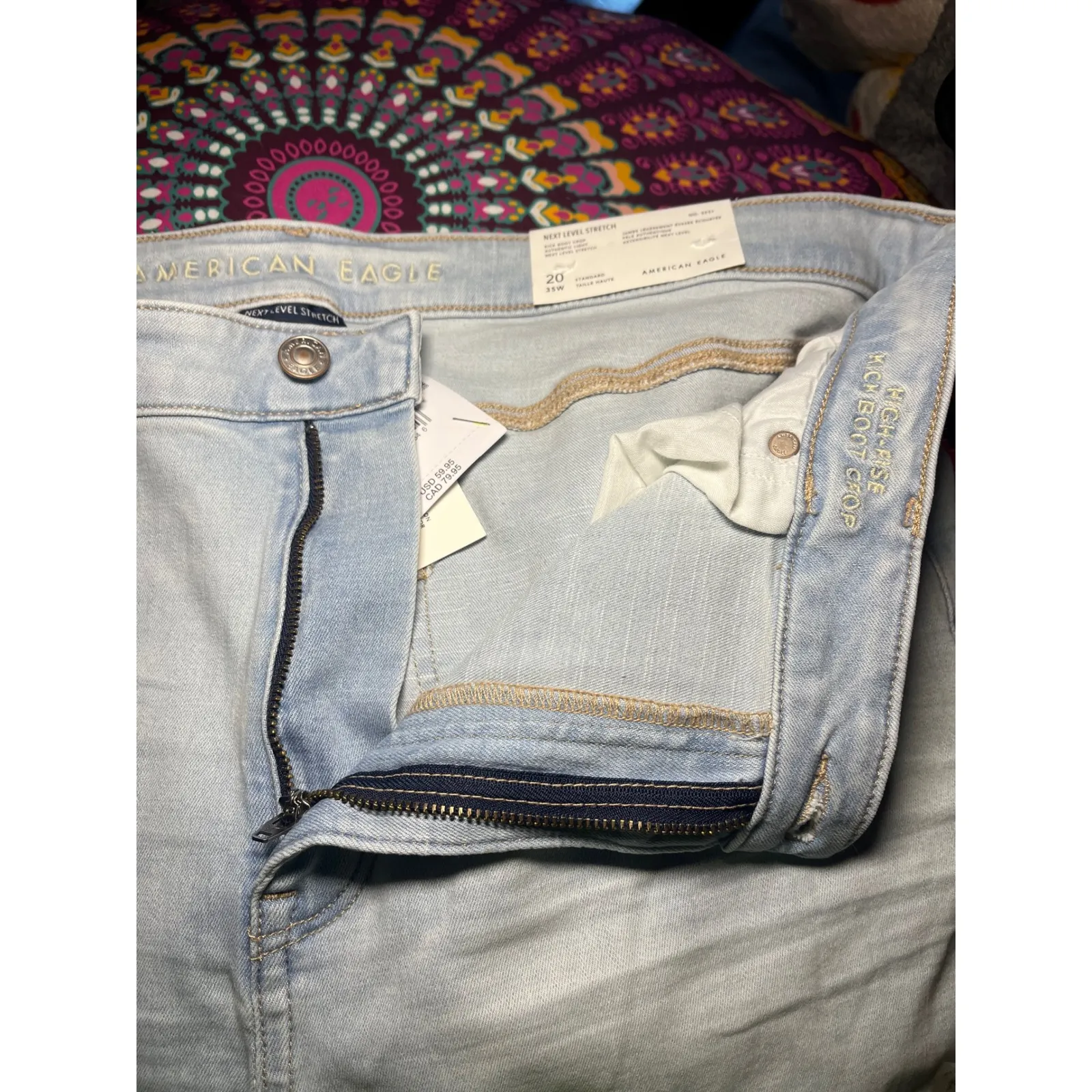 NWT American Eagle Kick Boot Crop Jeans Light Wash Bootcut Stretch Size 20 - Image 8