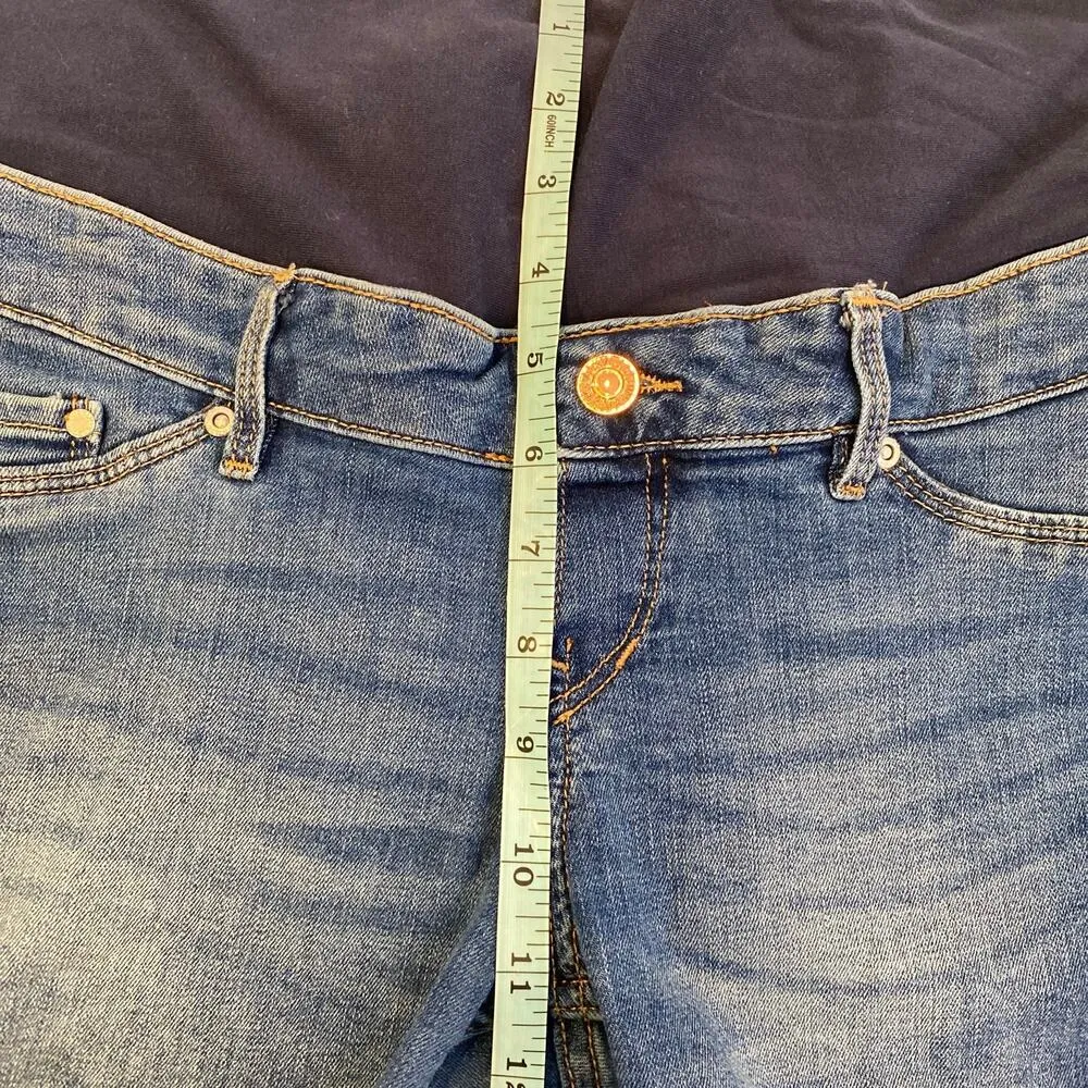 H&M &Denim Medium Blue Wash Maternity Denim Jeans Shorts EUC Sz M Cotton Stretch - Image 12