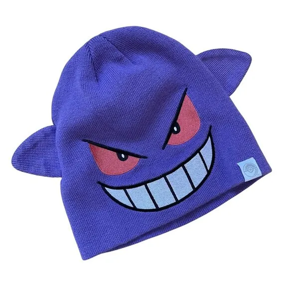 Pokemon Gengar hat purple ears warm comfortable beanie Pokemon Go trainer gear - Image 1