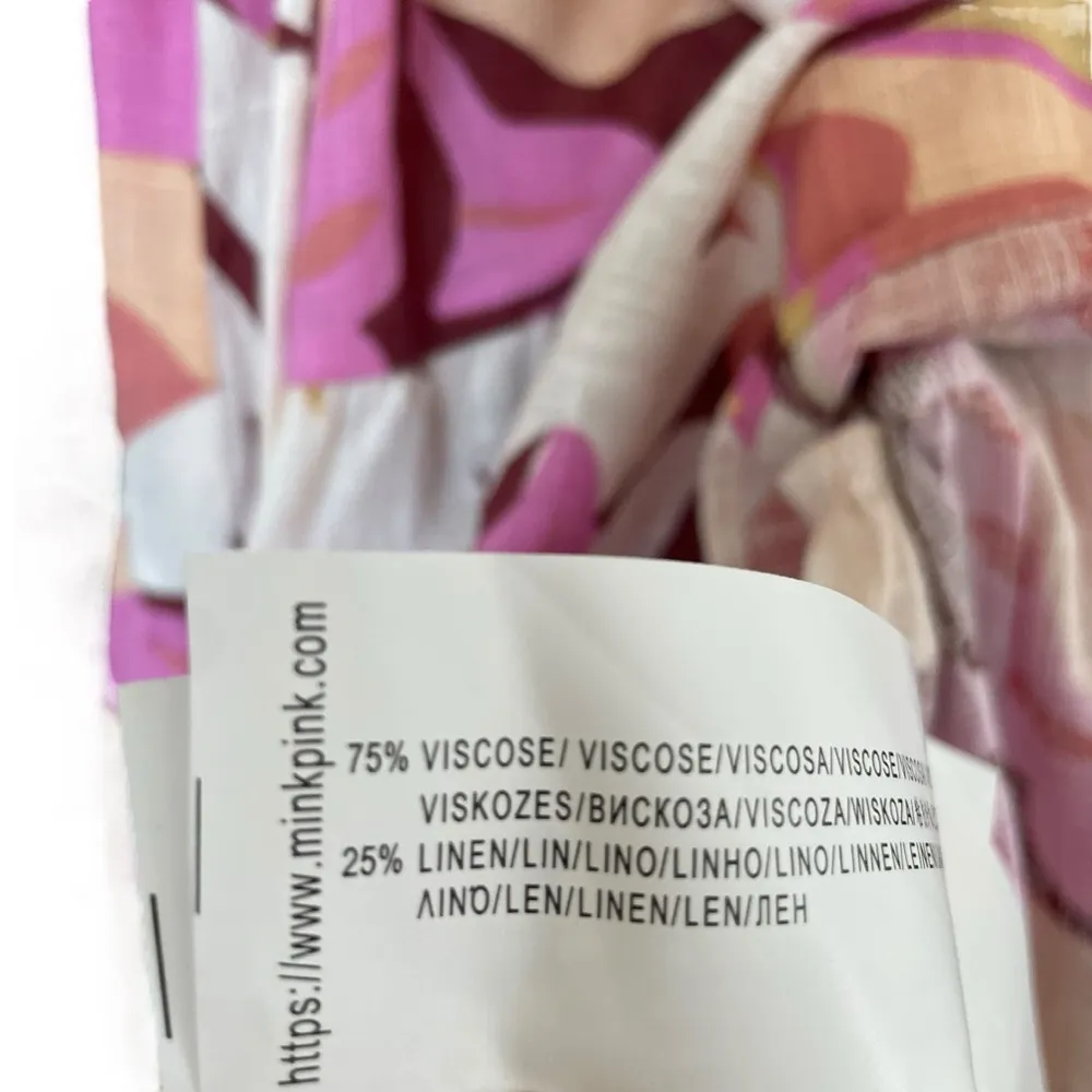 MINKPINK Kali Mini Dress Linen Blend Floral Lightweight Tie Waist - Image 13