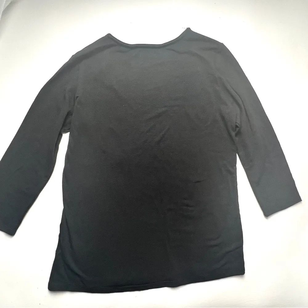 Rebecca Malone Women’s  3/4 Sleeve Embellished Design Front Crewneck Blouse Sz S - Image 8