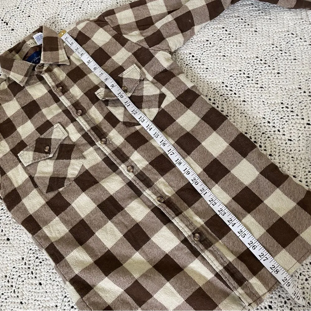 Hugo Valentino Buffalo Plaid Collared Button Down Shacket Brown/Cream (Small) Brown - Image 6