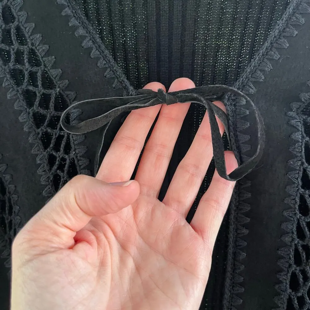 Misdemeanor Women's Vintage Black Suede Blend Open Cardigan Size M Size M - Image 5