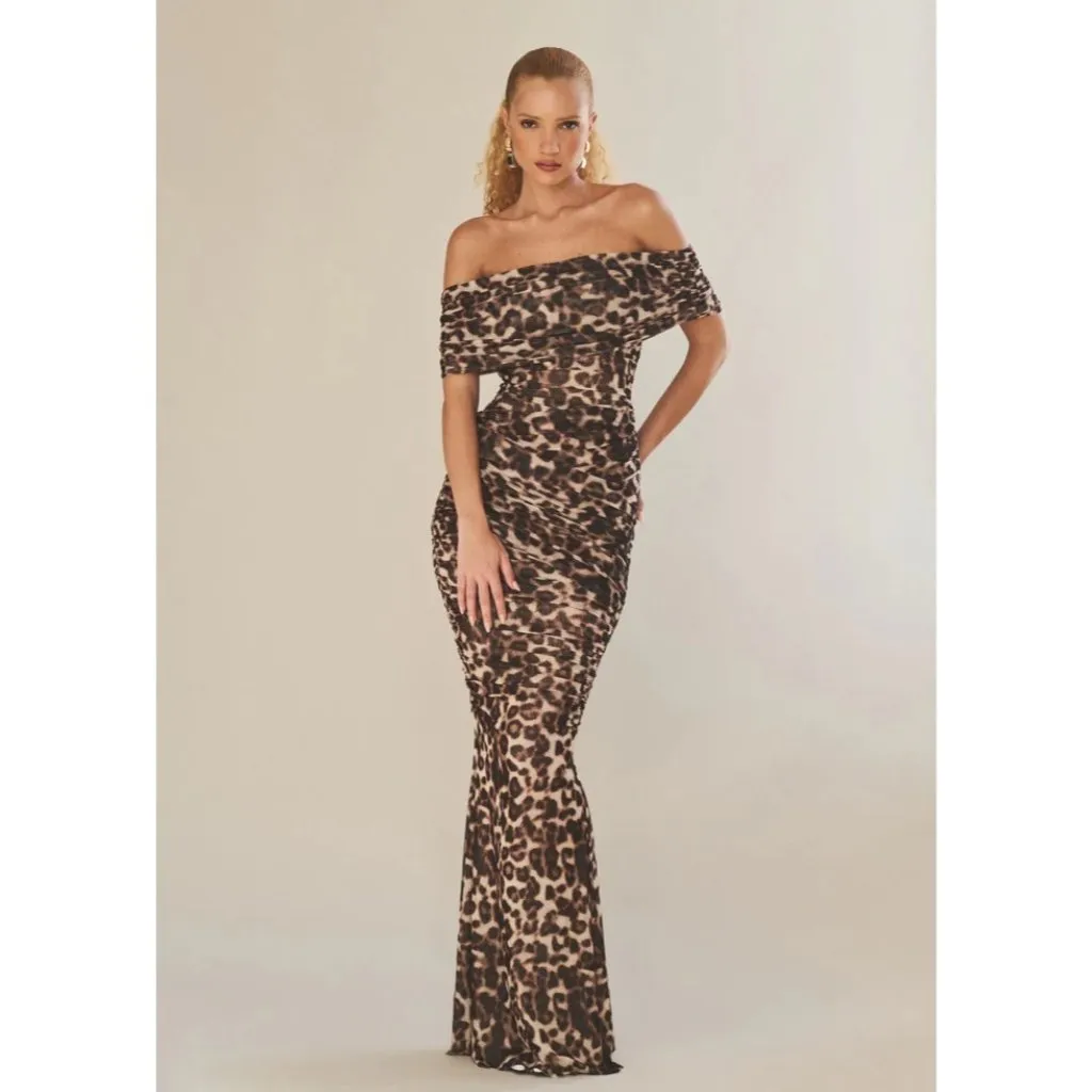 SER.O.YA Sasha Maxi Dress in Spotted Bengal Small New Womens Gown Brown - Image 11