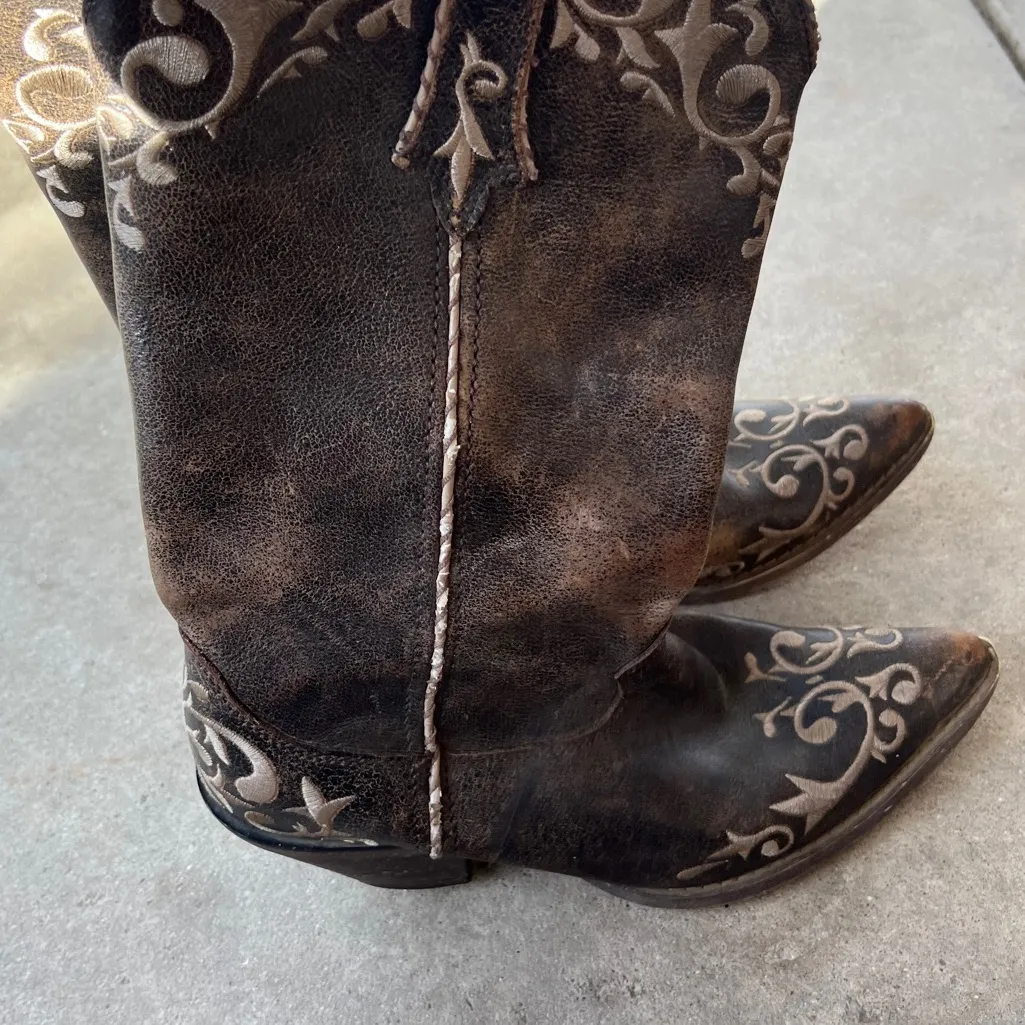 DURANGO CRUSH Women's 8M Embroidered Cowboy Boots 12" Brown Western RD3203 - Image 2