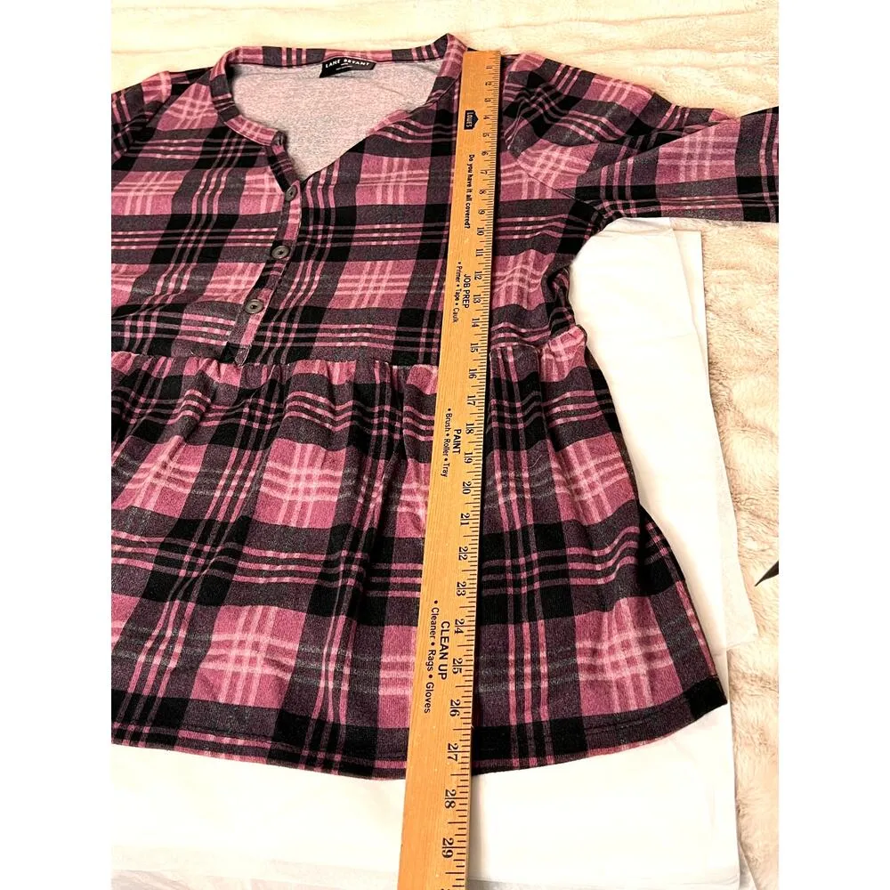 Lane Bryant womens size 14/16 top knit pink/black plaid peplum hem career wear - Image 4