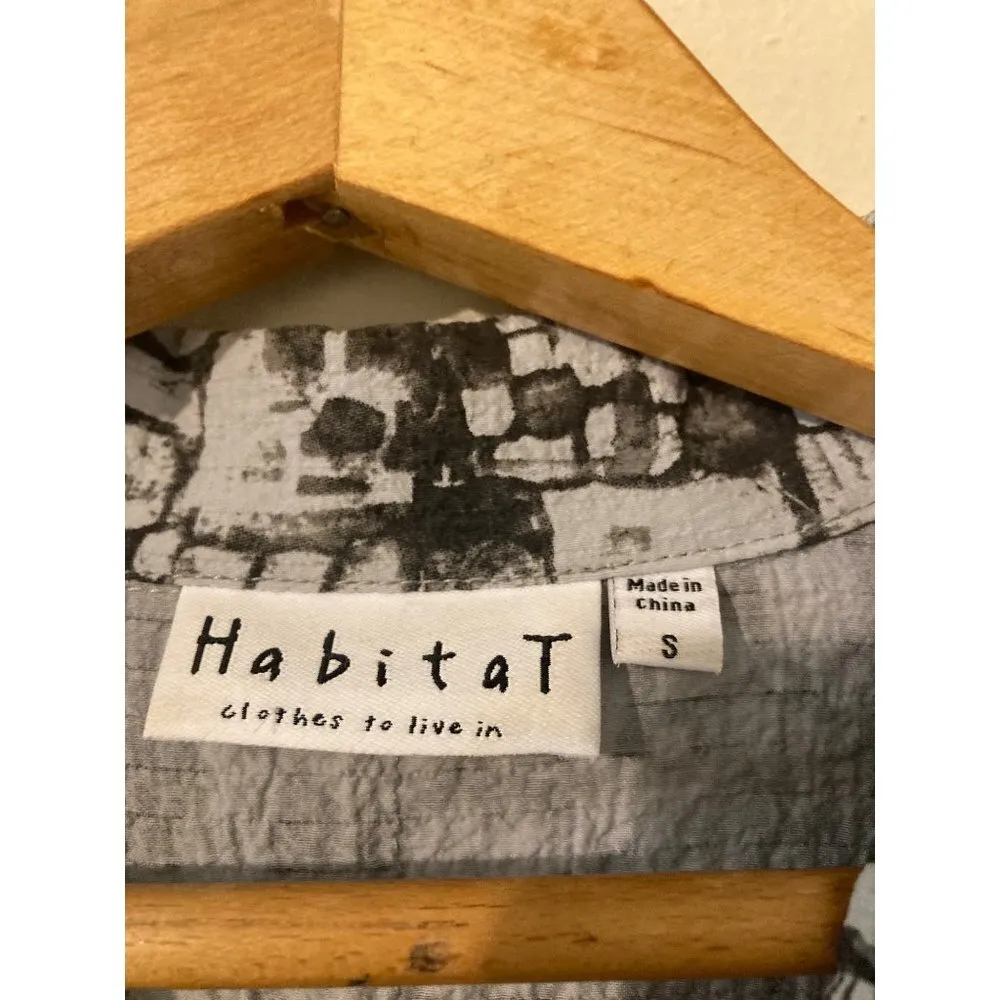Habitat Women's Textured Fun Button Down High Low Shirt Collar Multi Grey Small - Image 12