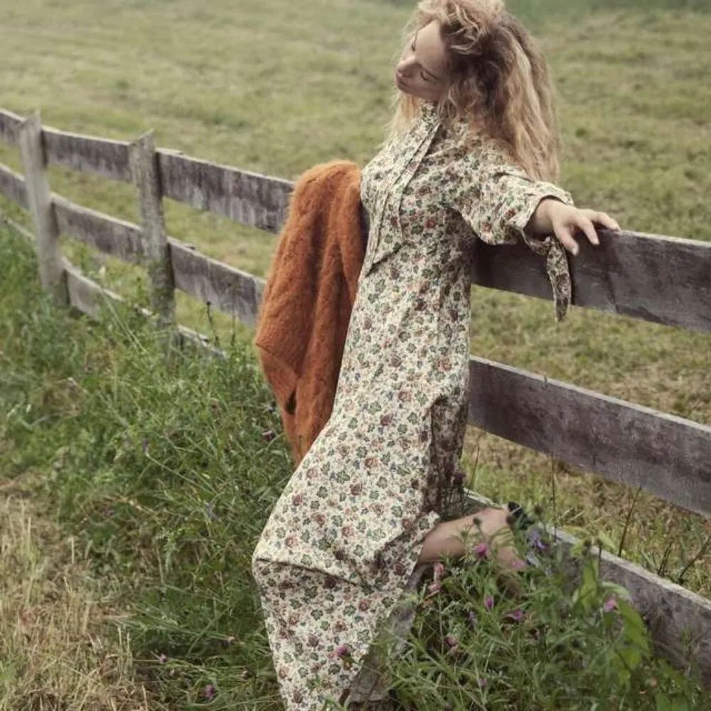 💕DOEN💕 Alda Dress ~ 100% Silk Ivory Mulberry Vine Floral Print Small S NWT White - Image 5