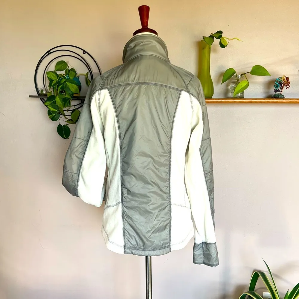 Women’s Size M Tek Gear White Gray Fleece Polyester Jacket with Full Zipper - Image 4