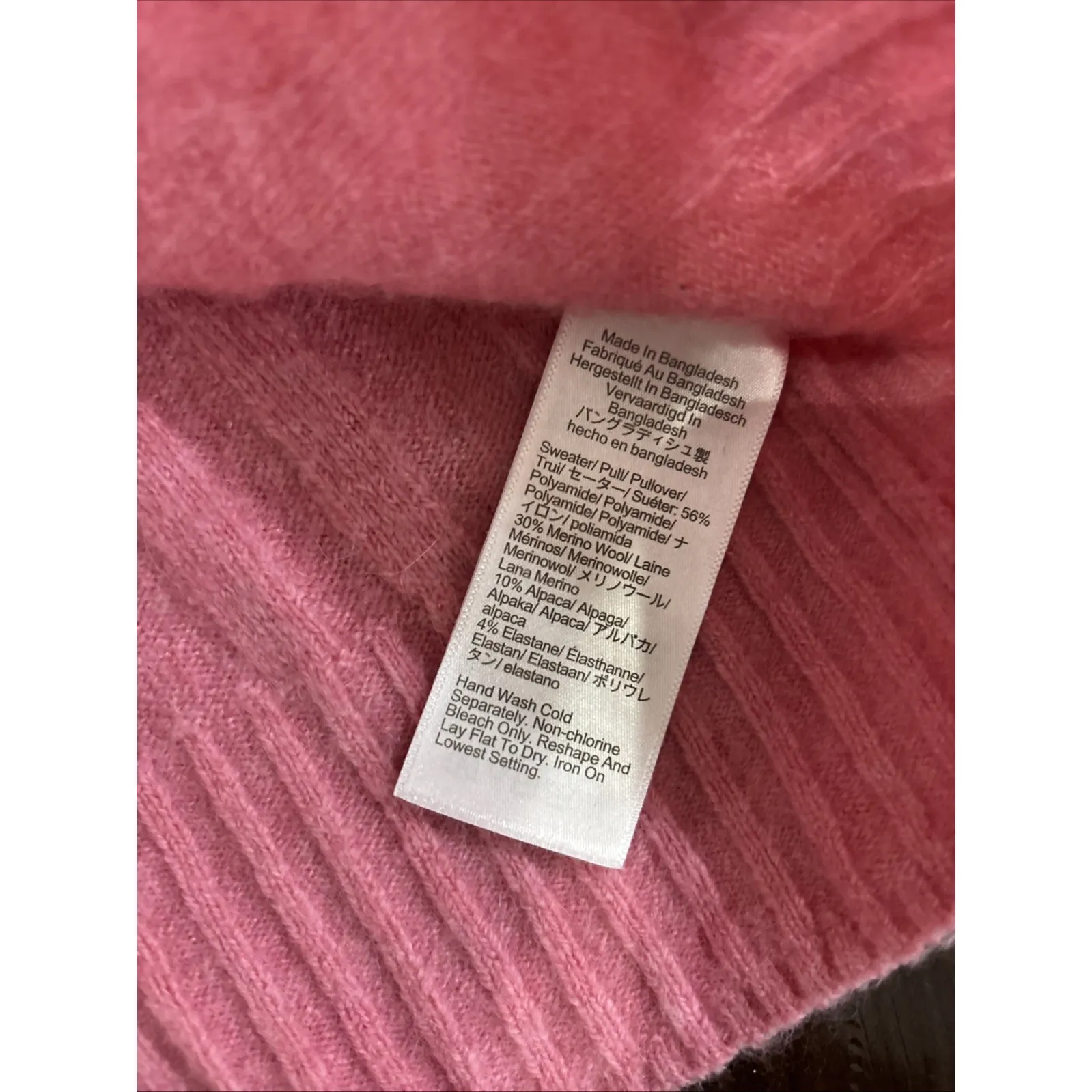 J. Crew Merino Alpaca Wool Blend Wide Cable Sweater Pink Large Cozy Grandma Core - Image 7