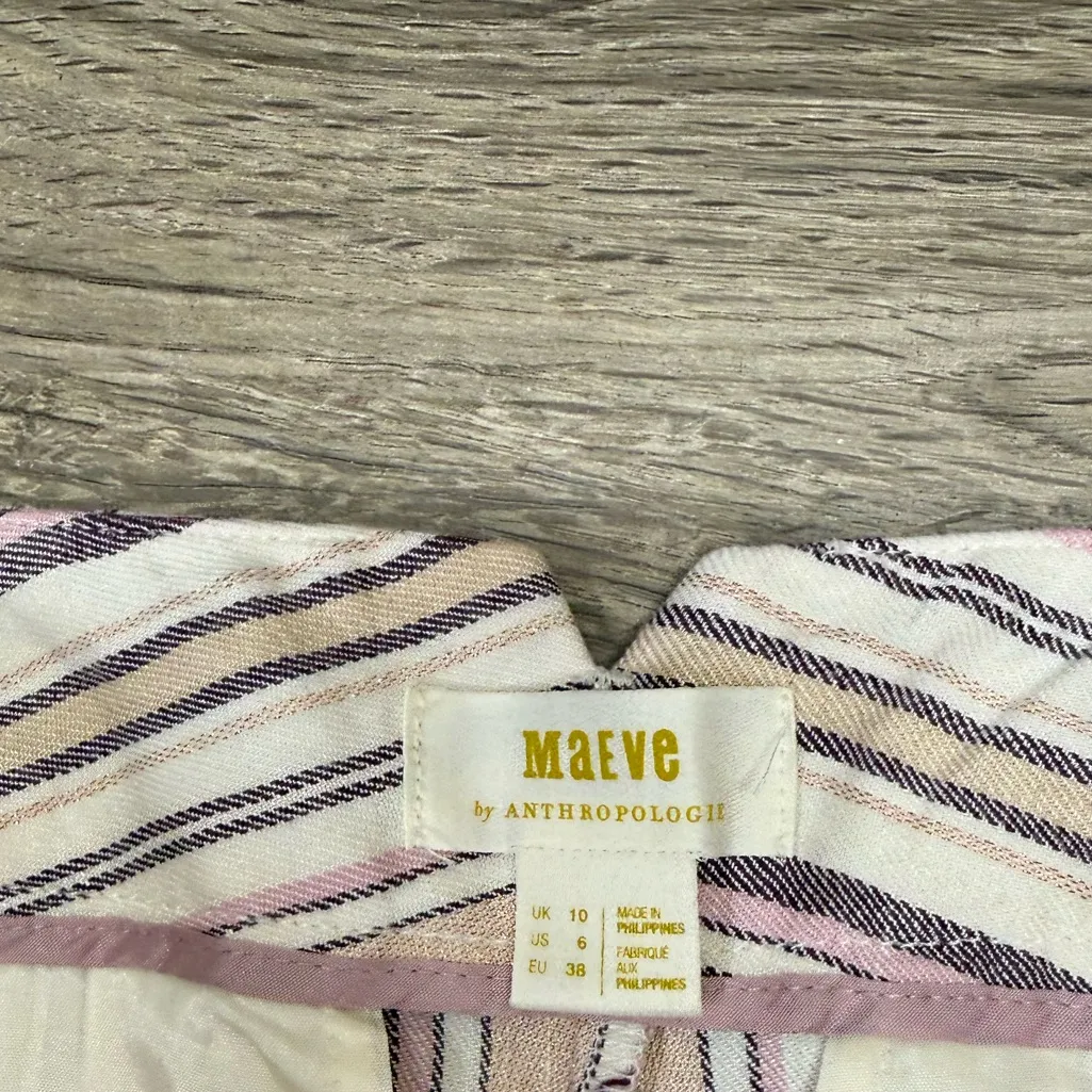 Maeve Wide Leg Linen Pants Anthropologie Striped Pink Gray Size 6 - Image 6
