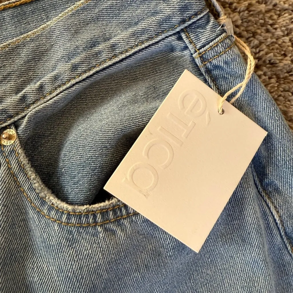 NWT Anthropologie Etica Women Stanton Relaxed wide Leg‎ Arctic Jeans Size 31 Y2K Blue - Image 6