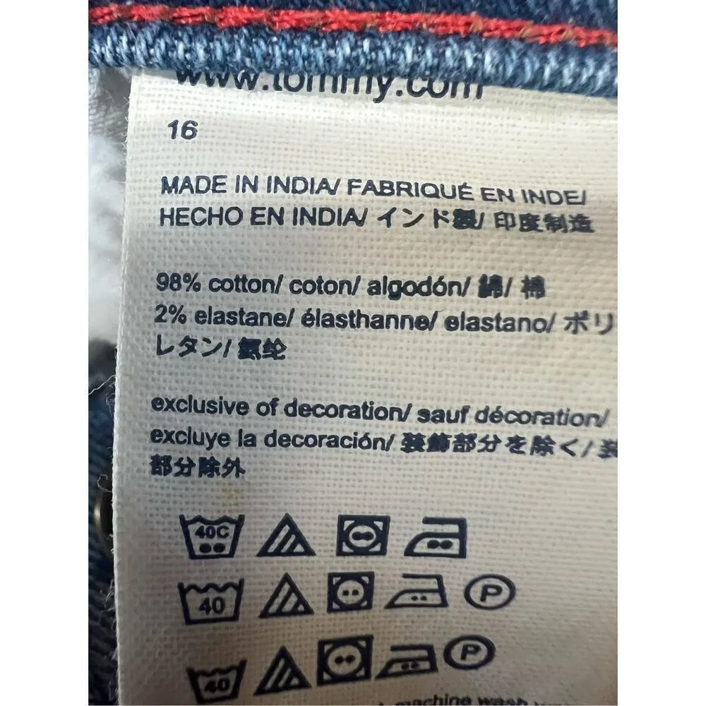 Vintage TOMMY HILFIGER Jeans Womens 16 Blue Boyfriend Straight Patches 90s Y2K - Image 4