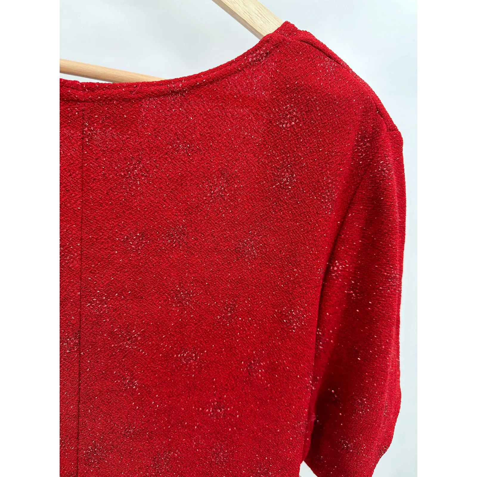 Ronni Nicole II Dress Women‎ SIZE 14 Red Sequin Surplice V-Neck Short Sleeve - Image 7