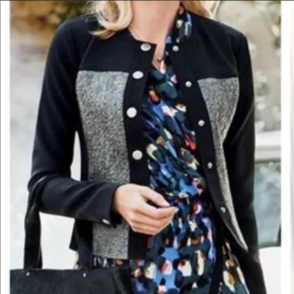 CAbi Style 3036 Cropped Panel Media Jacket Blazer Black/Green Size Small - Image 2