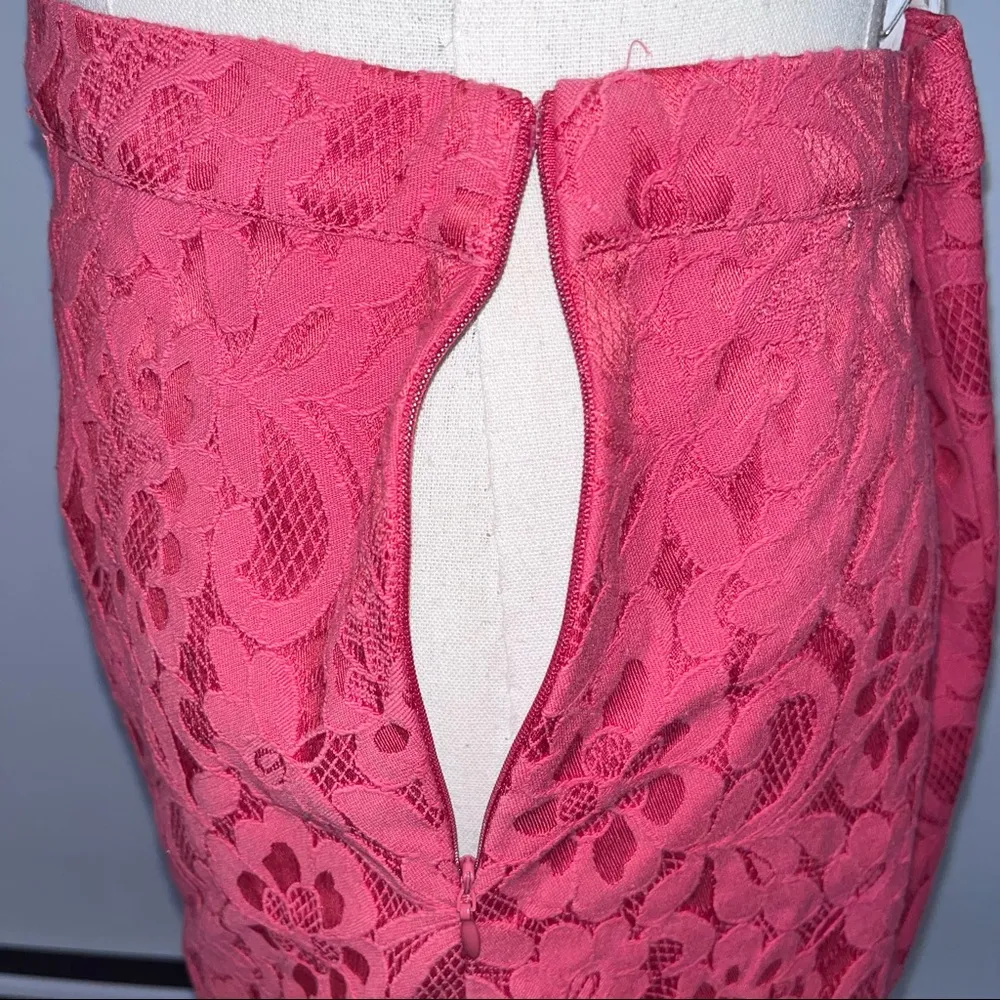 FREE PEOPLE Coral Pink Floral Lace Ruffle Short Mini Skirt 4 - Image 9