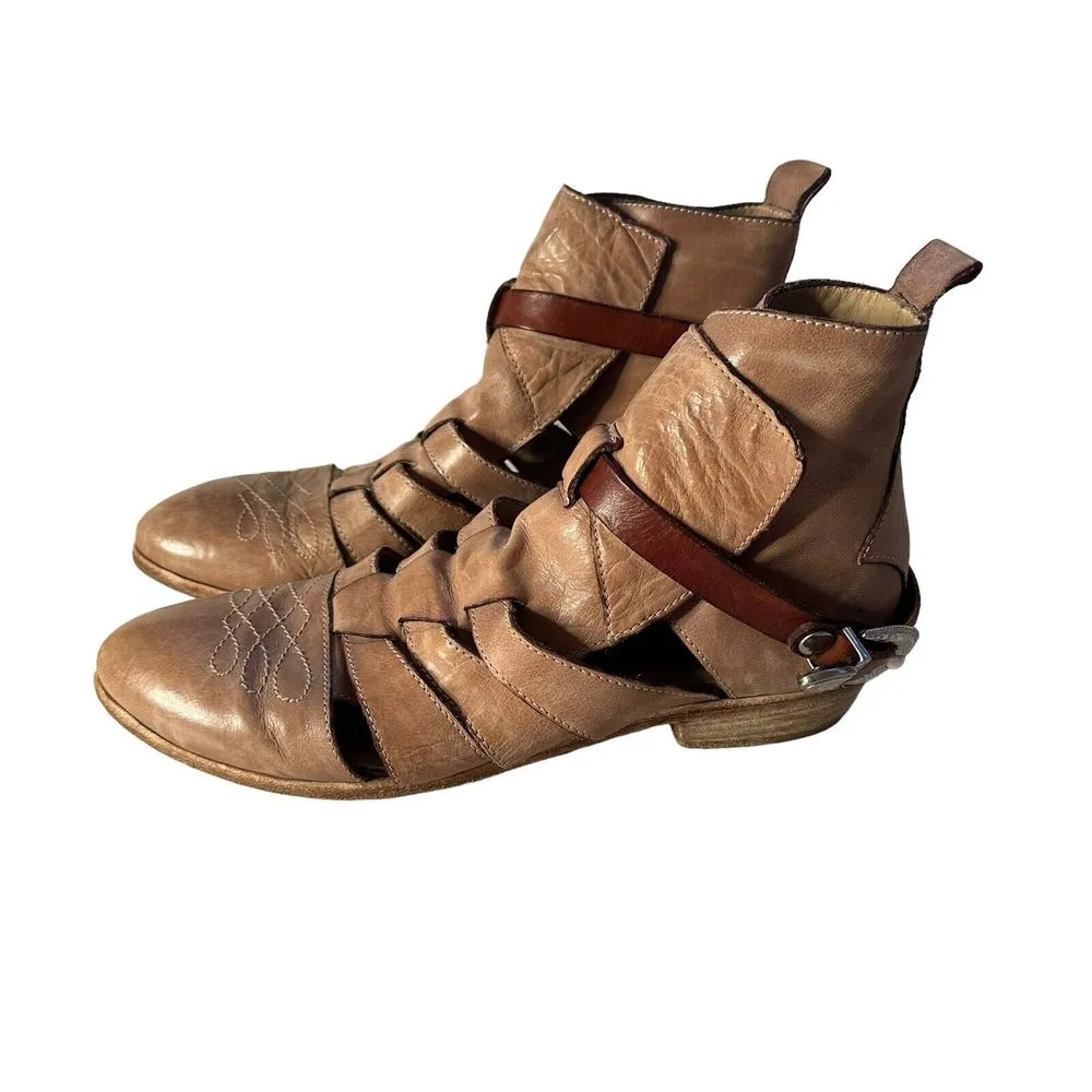 STEVEN By Steve Madden Cut Out Ankle Boots Distressed‎ leather Women's Size 38 - Image 12