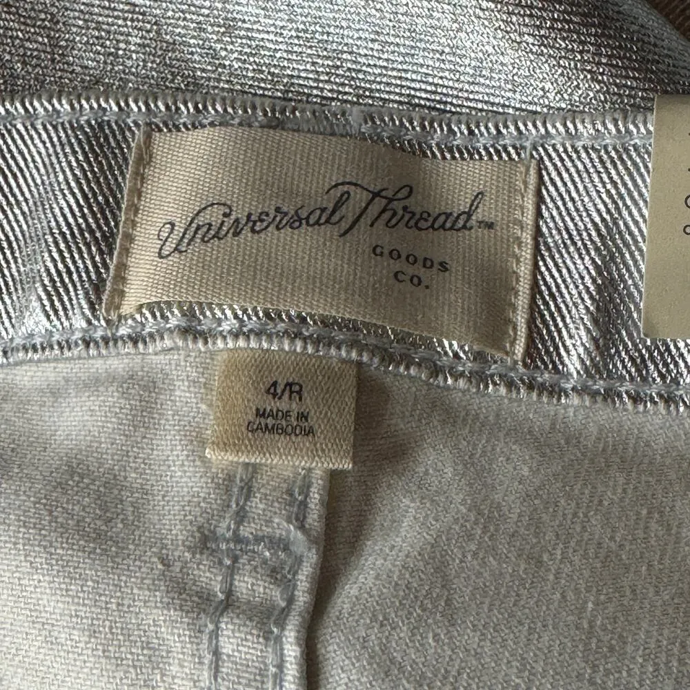Universal Thread SZ 4R 90's Baggy Jeans Shiny Silver Hi-Rise 100% Cotton New - Image 6