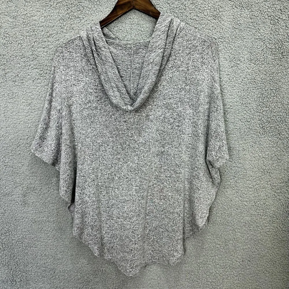 Aerie poncho top womens XS heather gray hooded‎ light weight cozy comfy lounge - Image 3